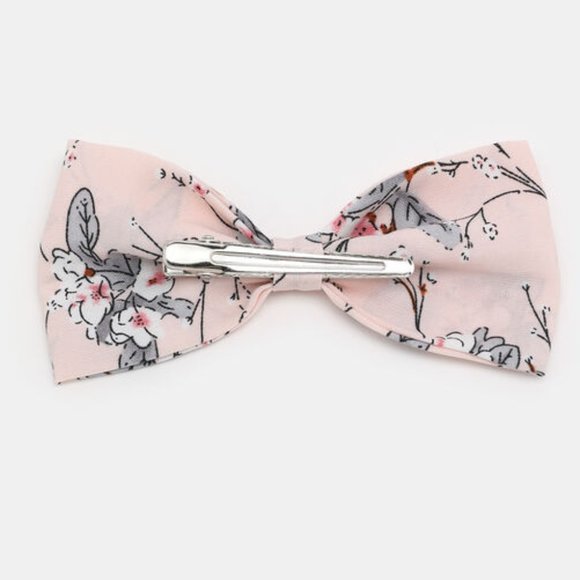 Pink Floral Bowtie Hair Clip - Picture 2 of 2